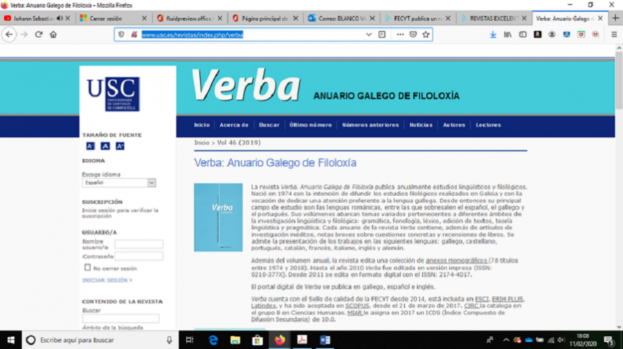 Páxina web de Verba Páxina web de Verba