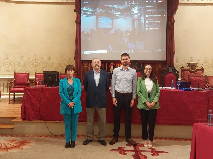 De esquerda a dereita, Pilar Cagiao, Ramón Villares, Philip D. Webb e Eva Morales De esquerda a dereita, Pilar Cagiao, Ramón Villares, Philip D. Webb e Eva Morales