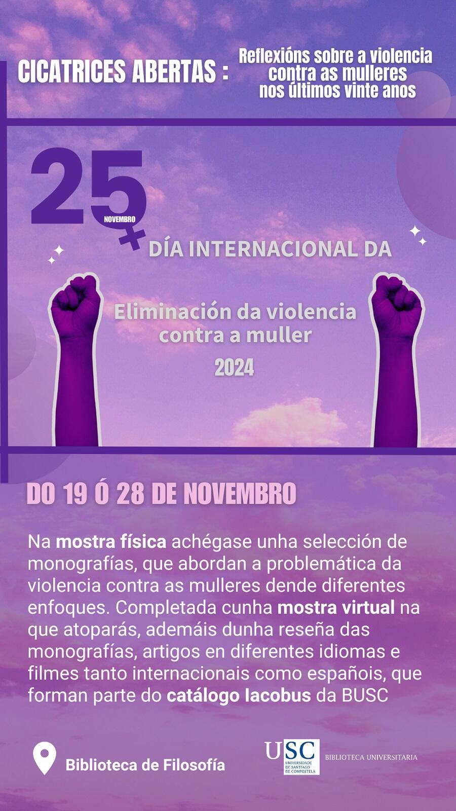 Cartaz da mostra "Cicatrices abertas: Reflexións sobre a violencia contra as mulleres nos últimos vinte anos" Cartaz da mostra "Cicatrices abertas: Reflexións sobre a violencia contra as mulleres nos últimos vinte anos"