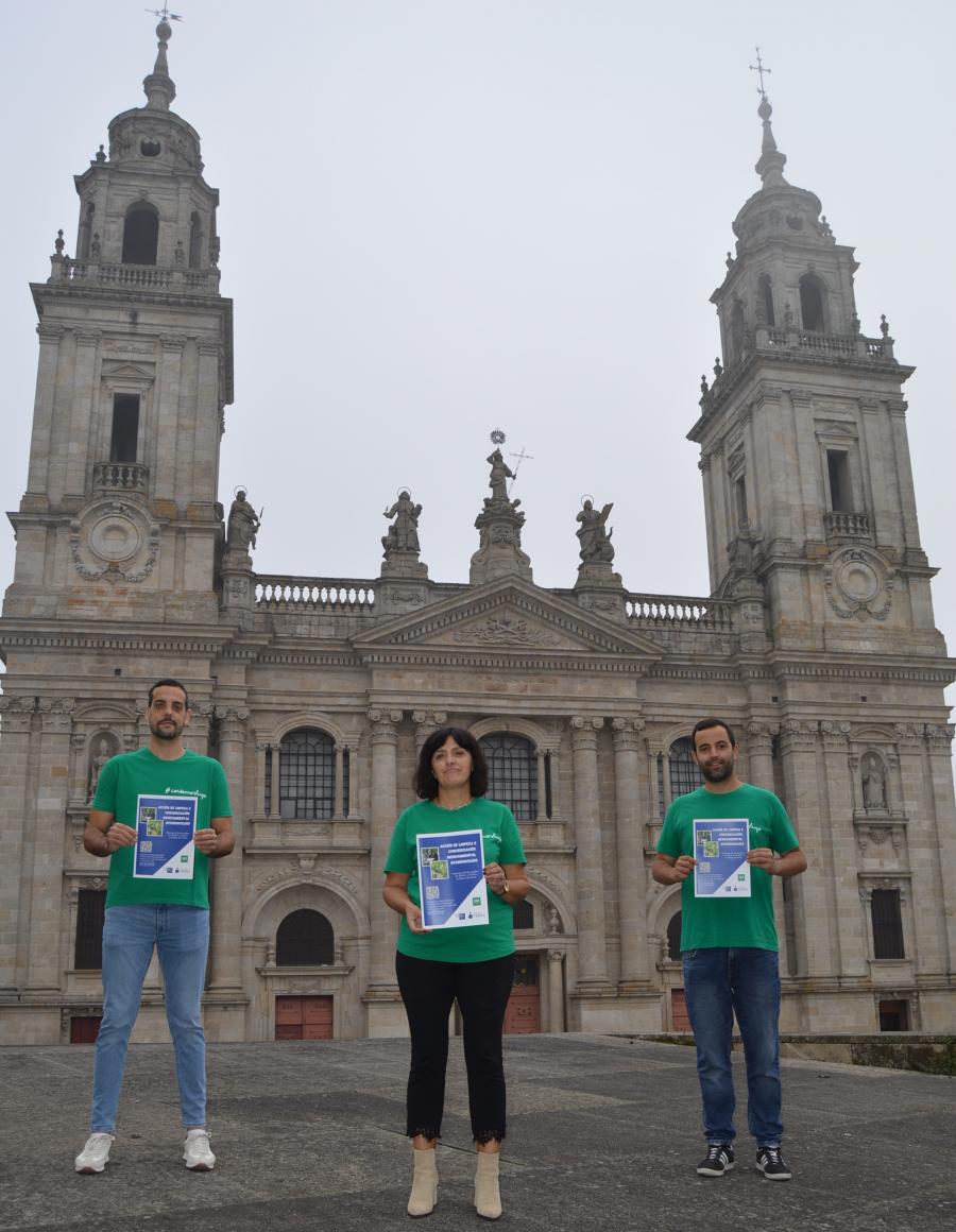 Salva Arco, Montserrat Valcárcel e Guido Álvarez, na presentación da intervención medioambiental Salva Arco, Montserrat Valcárcel e Guido Álvarez, na presentación da intervención medioambiental