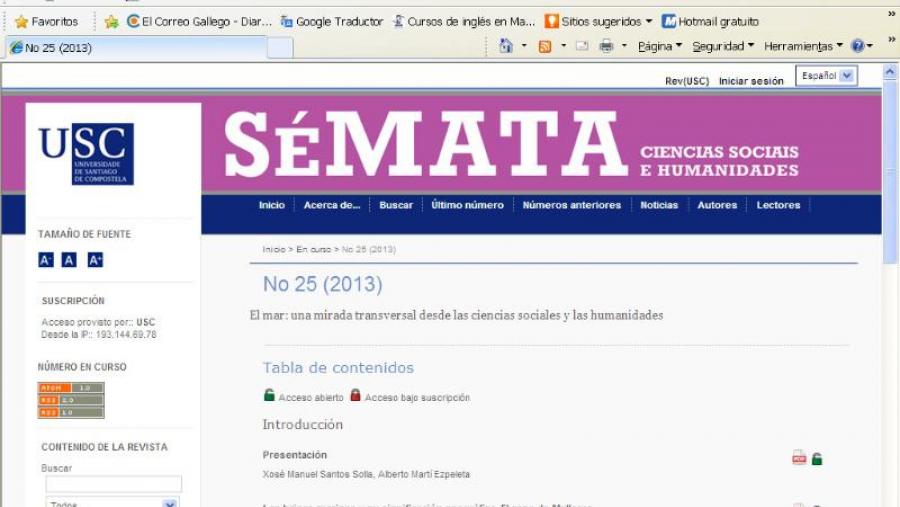 Os contidos do número 25 da revista Sémata xa están accesibles na web da USC Os contidos do número 25 da revista Sémata xa están accesibles na web da USC