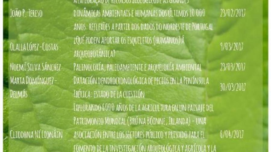 Ciclo de conferencias en Historia sobre arqueoloxía e arqueobotánica Ciclo de conferencias en Historia sobre arqueoloxía e arqueobotánica