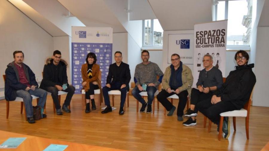 De esquerda a dereita, Marcos Loopez, Adra Pallón, Sabela Eiriz, Jesús Varela Zapata, Sergio Zearreta, Pepe Coira, Juan Carlos Zahera y Andrés Goteira, na Vicerreitoría de Lugo De esquerda a dereita, Marcos Loopez, Adra Pallón, Sabela Eiriz, Jesús Varela Zapata, Sergio Zearreta, Pepe Coira, Juan Carlos Zahera y Andrés Goteira, na Vicerreitoría de Lugo