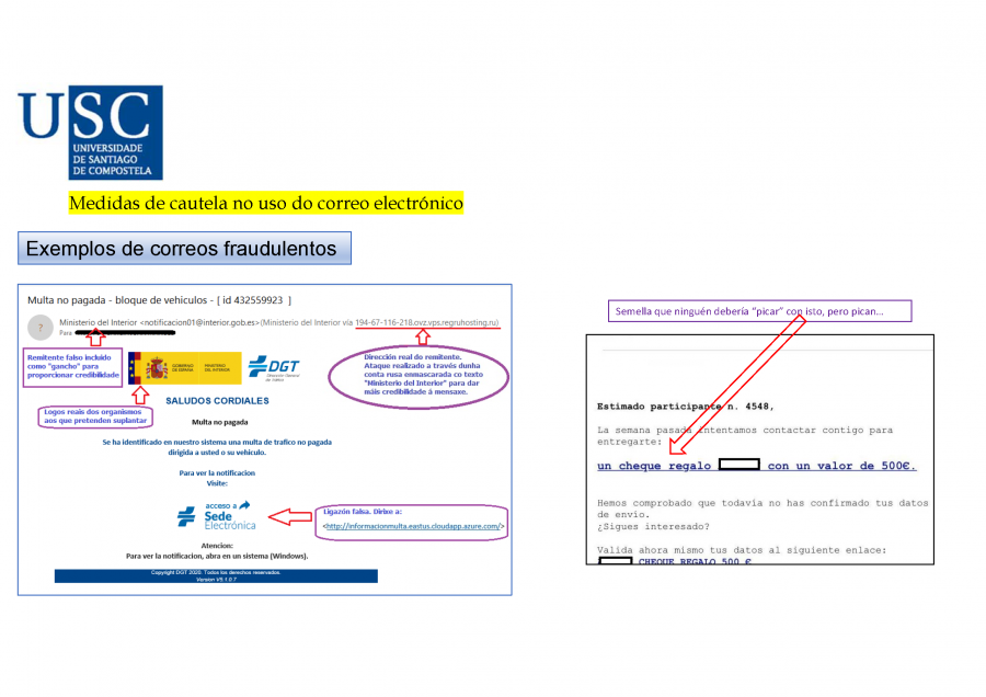 Exemplos de correos fraudulentos I Exemplos de correos fraudulentos I