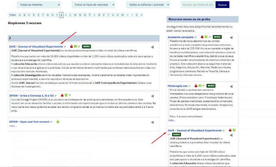 Podes acceder ao novo recurso entrando en ReBUSCa e filtrando por orde alfabética Podes acceder ao novo recurso entrando en ReBUSCa e filtrando por orde alfabética