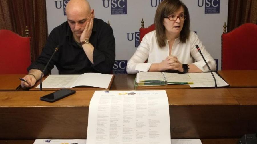 Pablo Sampedro e Mar Lorenzo, no encontro cos medios de comunicación para presentar a Universidade de Verán 2019. Foto: Servimav-USC Pablo Sampedro e Mar Lorenzo, no encontro cos medios de comunicación para presentar a Universidade de Verán 2019. Foto: Servimav-USC