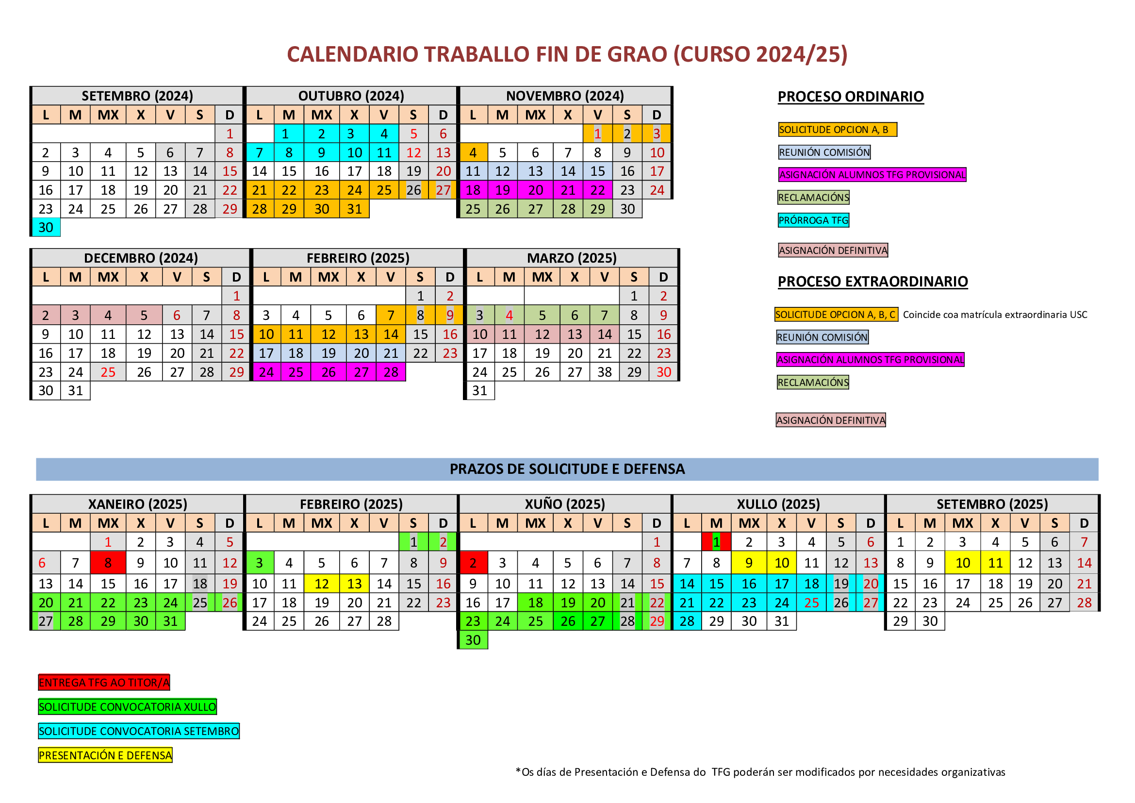 Calendario TFG curso 24/25 Calendario TFG curso 24/25