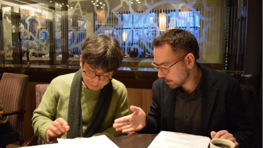 Javier Durán traballando con Toshio Hosokawa Javier Durán traballando con Toshio Hosokawa