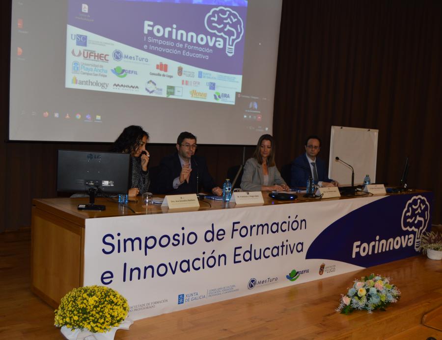 Ana González, Francisco Fraga, Lara Méndez e Pablo César Muñoz, na apertura de Forinnova Ana González, Francisco Fraga, Lara Méndez e Pablo César Muñoz, na apertura de Forinnova