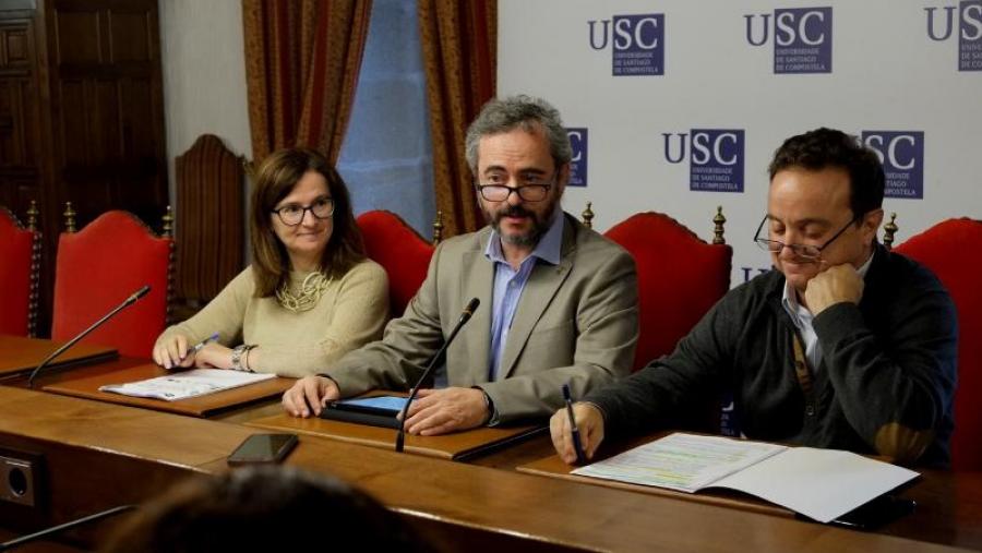 De esquerda a dereita, Mar Lorenzo, Víctor Arce e Xosé L. Braña. Foto: Servimav-USC De esquerda a dereita, Mar Lorenzo, Víctor Arce e Xosé L. Braña. Foto: Servimav-USC