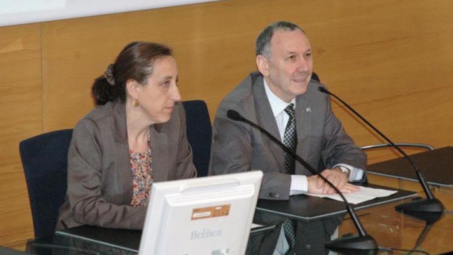 Dolores Pérez e Francisco González na inauguración da xornada. Foto Alfonso. Servimav USC