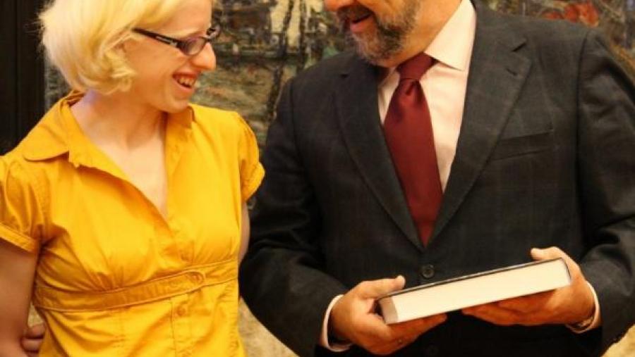 Susana Rodríguez e Juan Gestal na recepción na Facultade de Medicina