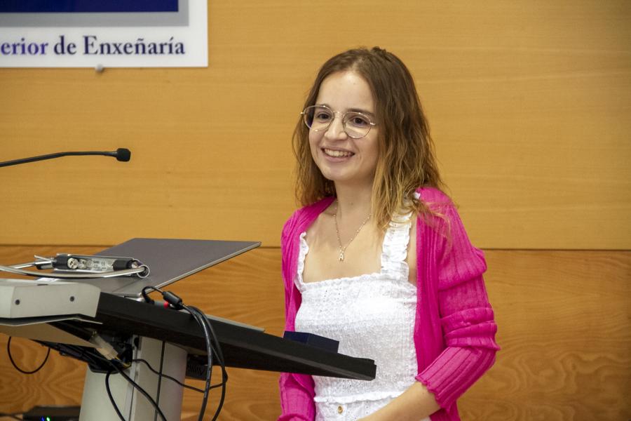 Ana Arias Calvo no acto de defensa da súa tese de doutoramento