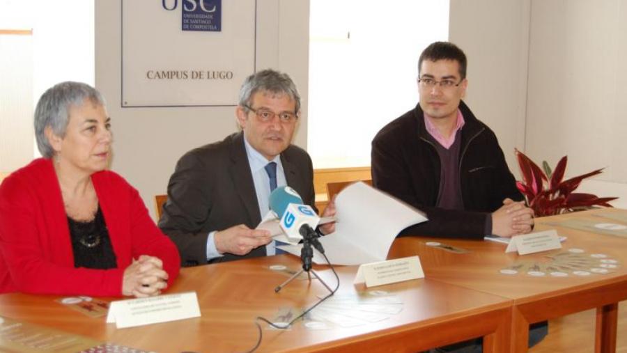 Carmen Basadre, Pedro García Herradón e Mario Outeiro, na presentación da programación de actividades do convenio Lugo Cultural para 2013
