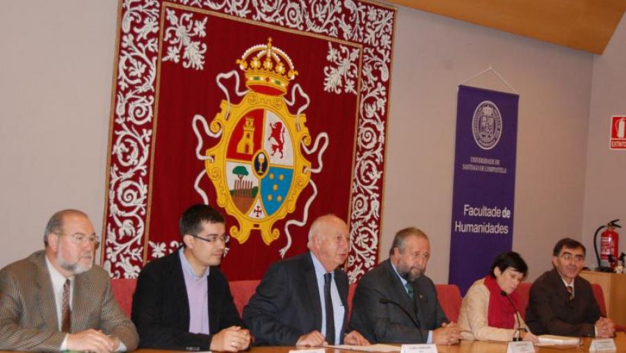 Santos Yanguas, Outeiro, Casares, Orozco, Caínzos e Villanueva, na apertura do coloquio internacional en Humanidades