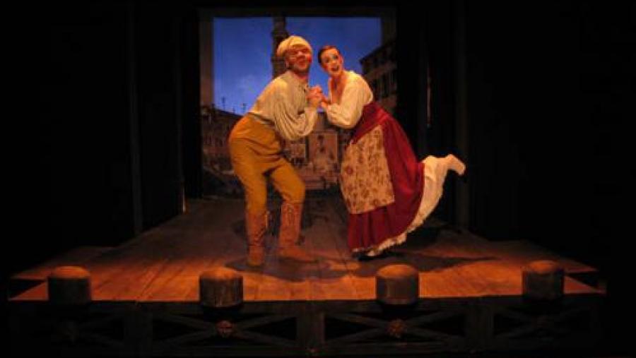 Escena de Trufaldino, servidor de dous amos