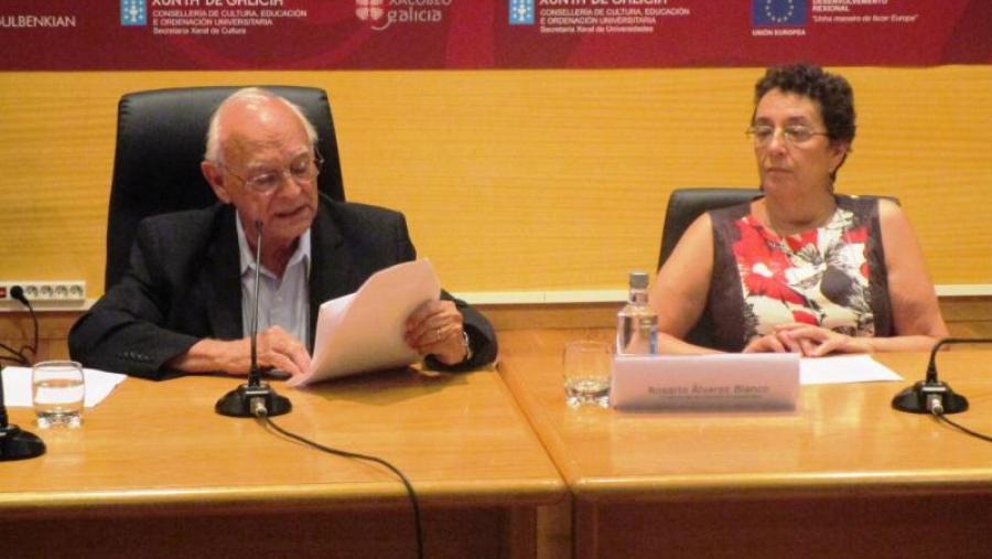 Ataliba Teixeira e Rosario Álvarez, na conferencia plenaria