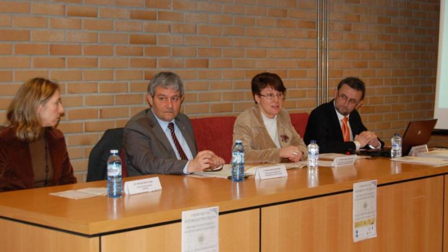 Natalia Nieto, Pedro Garía Herradón, Mª Isabel González e Gonzalo Fernández, na apertura do simposio