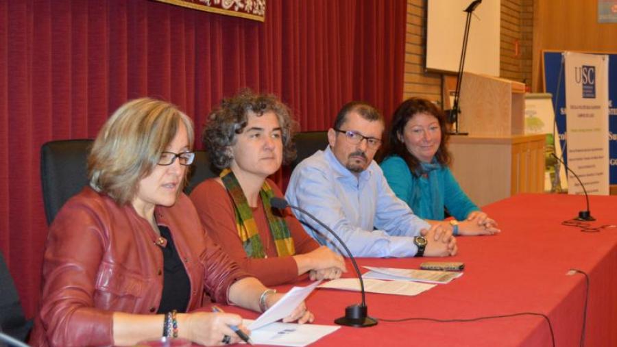 De esquerda a dereita, Silva, García, Díaz e Fürst, na apertura da RegioResources21 na Escola Politécnica Superior