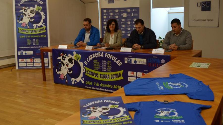 De esquerda a dereita, GAcía, Valcárcel, Rivera e Peña, na presentación da II Carreira Popular Campus Terra Leyma