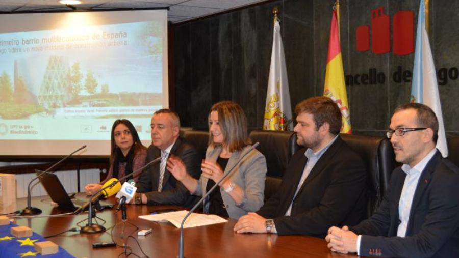 De esquerda a dereita, Feijóo, Guaita, Méndez, Santos e Ruiz, na presentación do proxecto Impulso Verde
