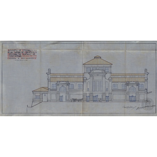 Proyecto de reforma de la Plaza de Abastos. Fachada a San Agustín (1927)