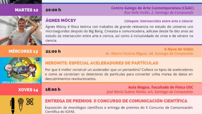 Cartel co programa de actividades previstas