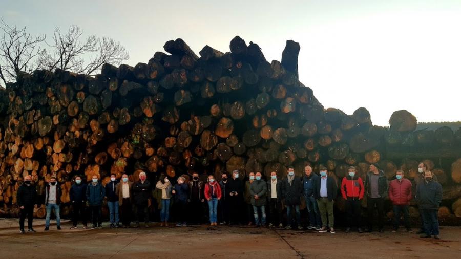 Participantes na xornada sobre frondosas, no serradoiro Maderbar, en Baralla