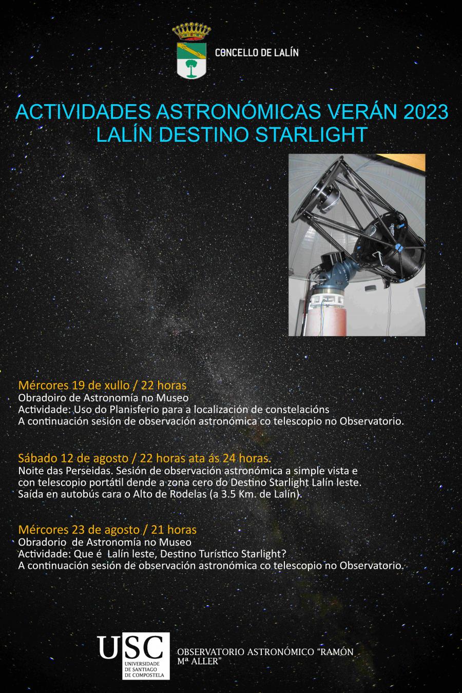 Cartel do programa 'Noites Astronómicas' en Lalín