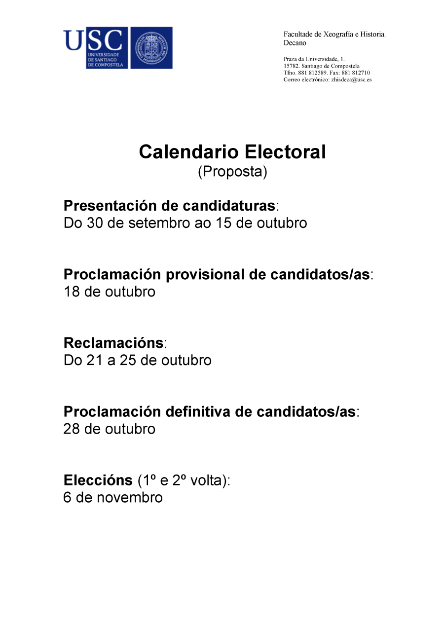 proposta de calendario electoral