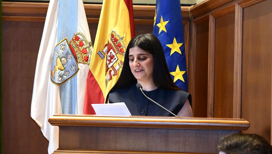 A estudante Sofía Fernández Seijas durante a súa intervención. Foto: Santi Alvite