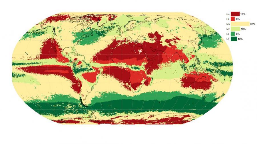 Clasificación climática das secas en todo o mundo. Figura extraída do artigo