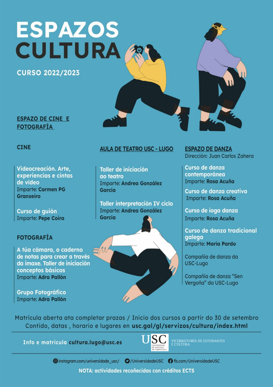 Cartel divulgativo dos Espazos Cultura USC no Campus de Lugo