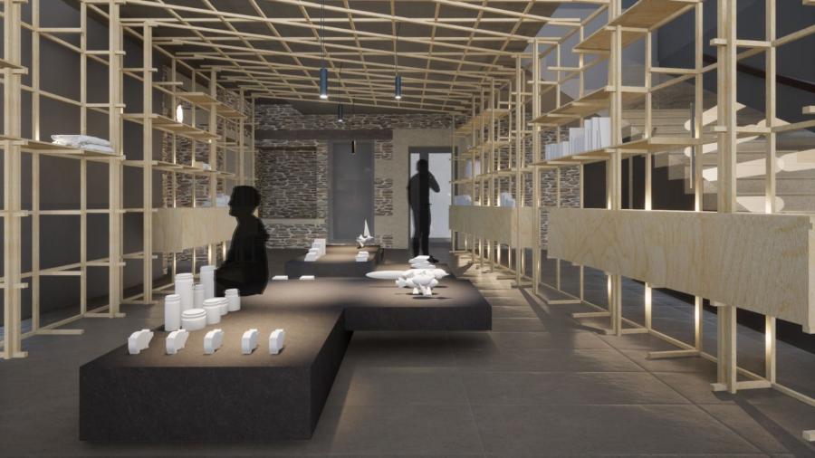 Infografía da tenda institucional que proxecta abrir a USC na Praza de Pío XII, en Lugo