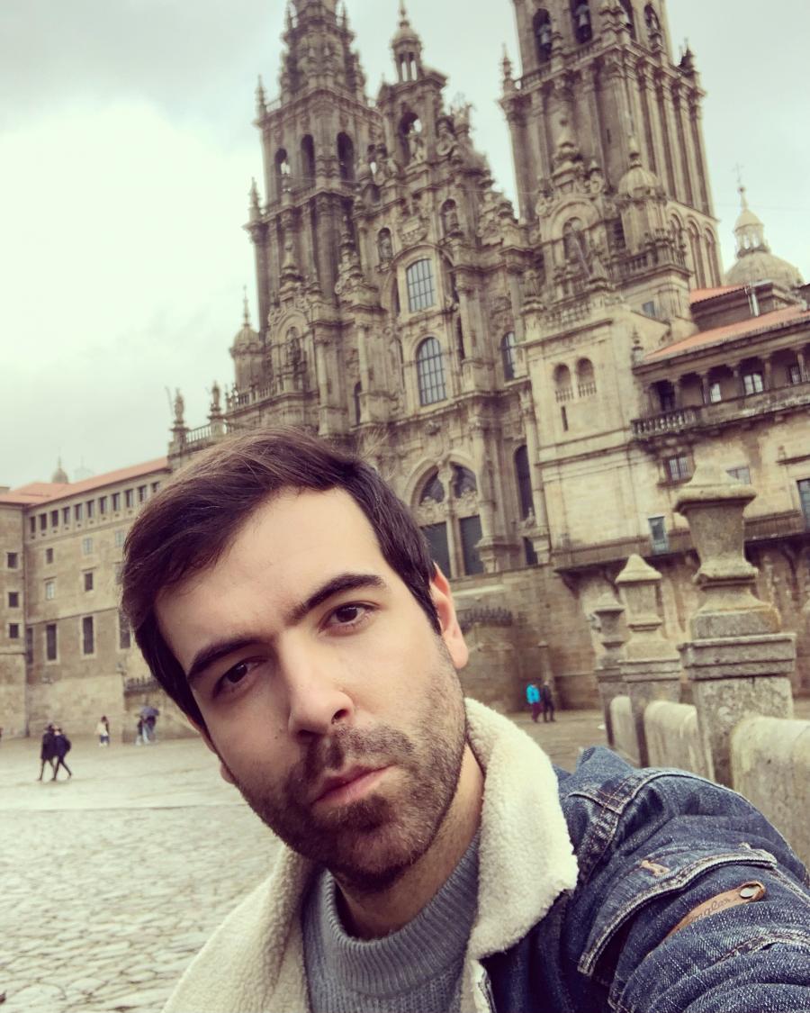 Manuel Seco Lamas na Praza do Obradoiro compostelá