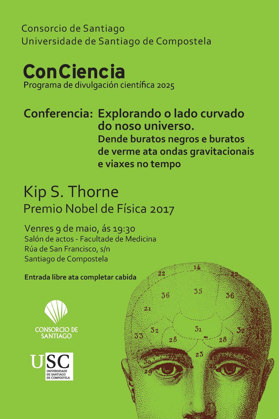Cartel do relatorio de Kip S. Thorne no marco do Programa ConCiencia