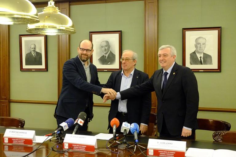 A USC, a Cámara de Comercio e o Concello de Santiago únense para promover proxectos de emprendemento e innovación empresarial