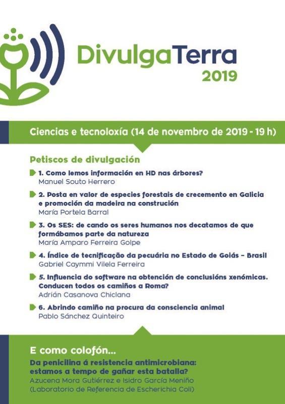 O ciclo DivulgaTerra 2019, no que participan 24 investigadores do Campus de Lugo, bota a andar este xoves na Casa do Saber