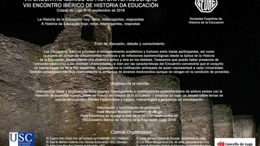 El VIII Encuentro Ibérico de Historia de la Educación cita en el Campus Terra de la USC a investigadores españoles y lusos