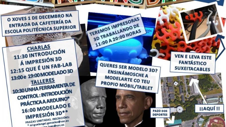 El Campus Terra de la USC organiza talleres abiertos y sesiones de divulgación con motivo del Día Internacional de la Impresión 3D