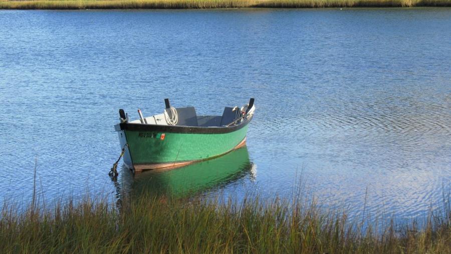 Imaxe dunha barca nun río