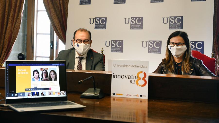 O reitor Antonio López e a vicerreitora de Igualdade, Cultura e Servizos, Mar Lorenzo, durante o desenvolvemento do congreso. FOTO: Santi alvite