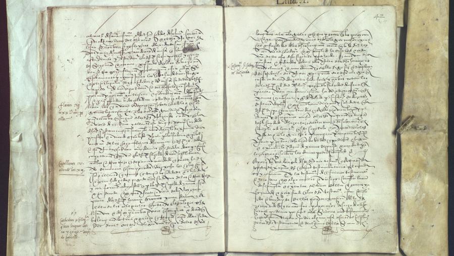 Detalle do testamento custodiado no Arquivo Universitario de Santiago. Foto: AHUS