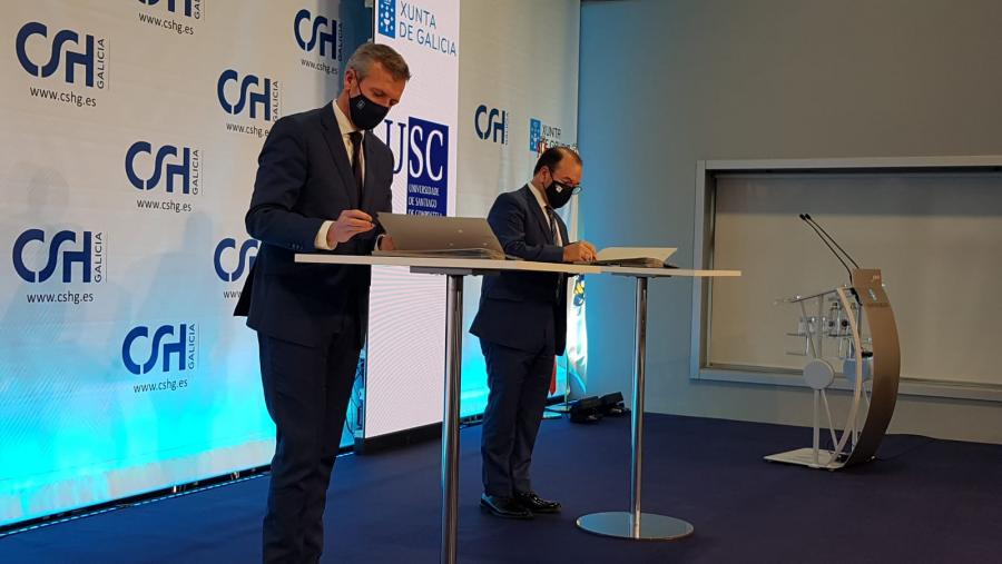 Alfonso Rueda e Antonio López asinaron o convenio 