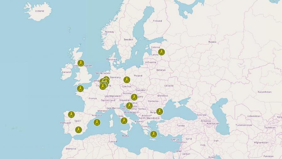 Mapa de participantes no proxecto europeo Water-ForCE