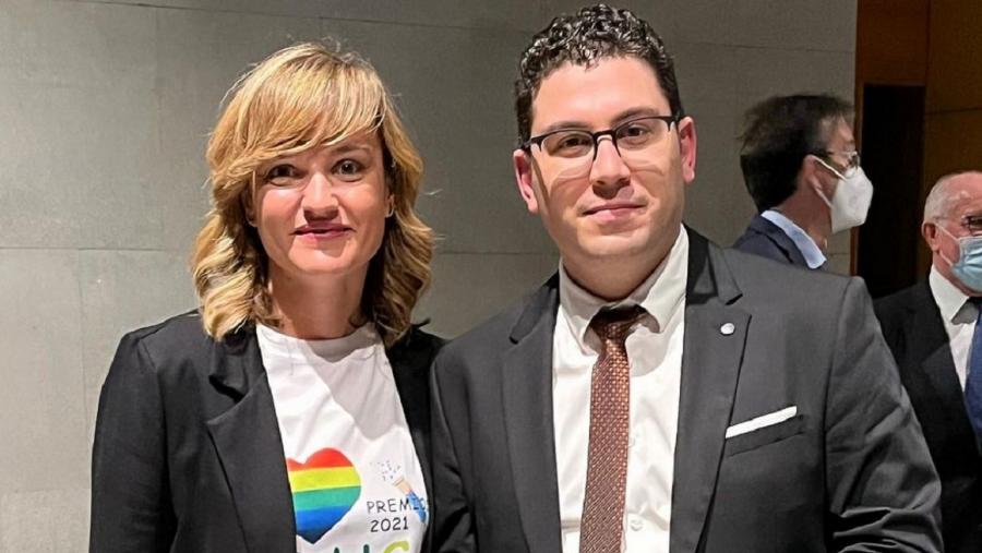 Pilar Alegría e Alexandre Sotelino na gala dos premios EDUCA. FOTO: Instagram @alexandre.sotelino
