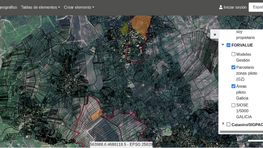 Imaxe ofrecida polo visor xeográfica de áreas forestais desenvolvido polo LaboraTE da USC