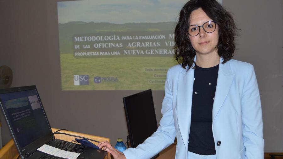 Alba Vázquez López, no acto de defensa da súa tese de doutoramento na EPS de Enxeñaría da USC