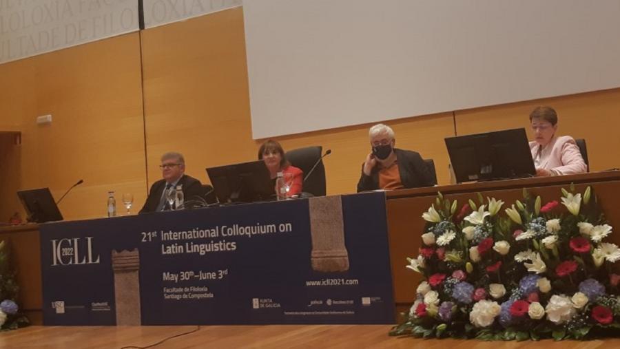 De esquerda a derieta, Benedict Buono, López Couso, Elías Torres e Concepción Cabrillana, na apertura do coloquio