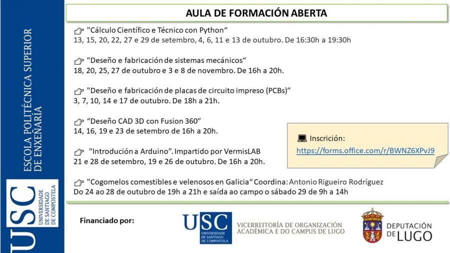 Programación de cursos da Aula de Formación Aberta da EPS de Enxeñaría